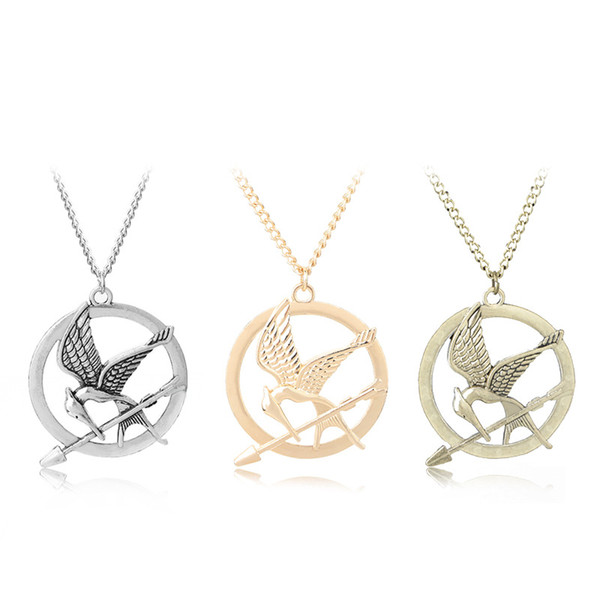 Hunger Games Necklaces Inspired Mockingjay And Arrow Pendant Necklace, Authentic Prop imitation Jewelry Katniss Movie The Hunger Games