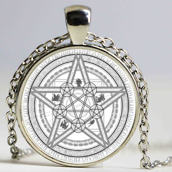 Magic Circle Space Moon Star Ouija Wicca Gypsy Pentagram Witch Steampunk Pendant Necklace Silver Bronze Chain Hexagon Necklace