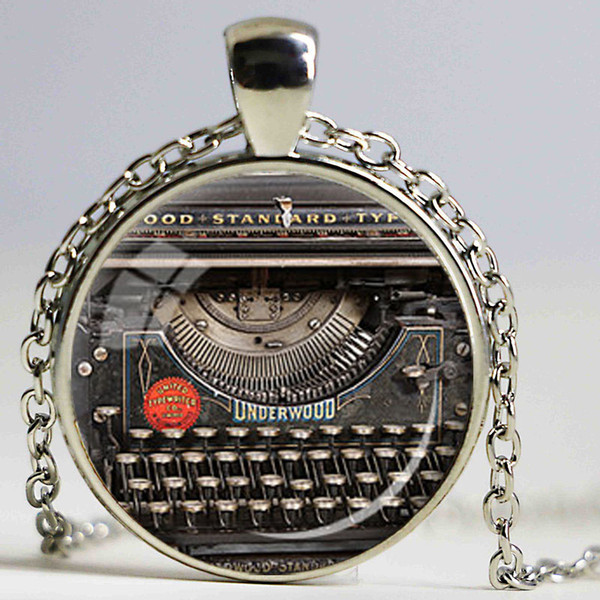 VINTAGE TYPEWRITER PENDANT Writer Gift for Writer Typewriter Jewelry Writer's Necklace Black Red Gray Vintage Keyboard Jewelry