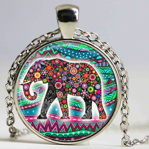 Lucky Elephant Statement Necklace 2016,Elephant Picture Pendant Choker Necklace, Good Luck Charm Elephant Jewelry