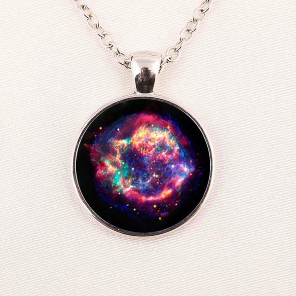 Cassiopeia Nebula Necklace,Galaxy necklace Space universe pendant Necklace,Vintage Corrente de prata Skyrim Necklace my orders