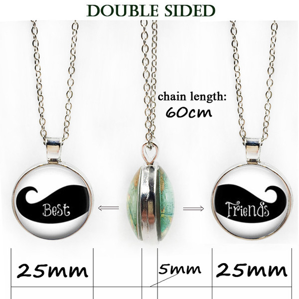 Best Friends double side Necklace Mustache Pendant Best-Friends Jewelry Gift-Birthday-Friend-Mustache-2 best friend necklace