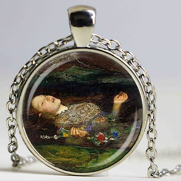 Death of Ophelia by john Everett millias necklace Impression Art Necklace Glass ornaments