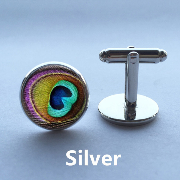 pair Men Cufflinks high quality, New Designs of Cuff Links,Peacock Feather,Silver Cufflinks for mens