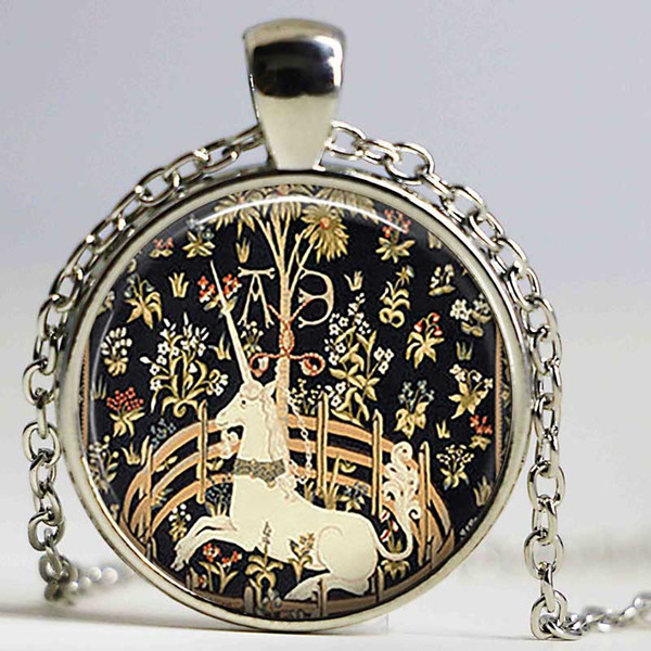 Unicorn In Captivity 25 Mm Glass Cabochon Dome Jewelry DIY Pendant Accessories