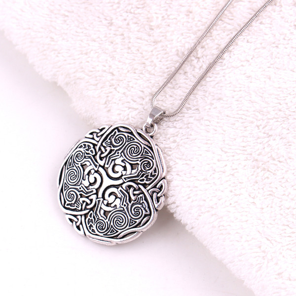 Norse 3 Wolf Celtic Triskele Triskelion Pendant 925 Sterling Silver Energy Amulet Snake Chain Pendant Necklace