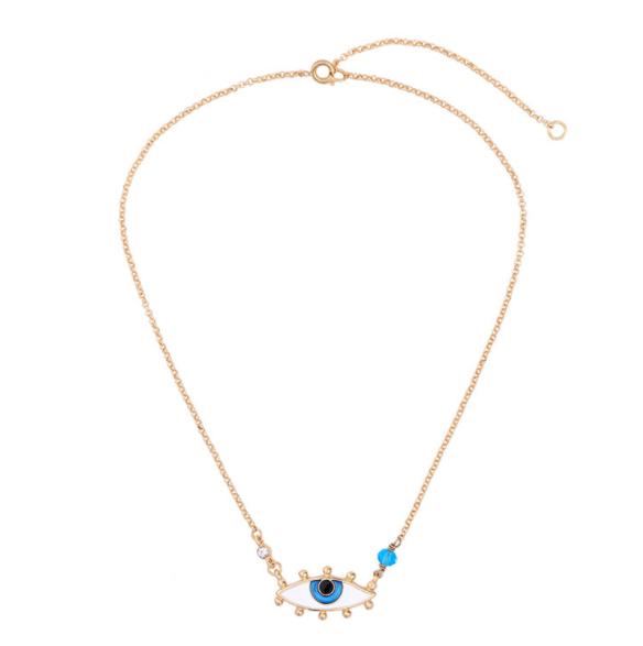 European and American styled fashion evil eye charm necklace oil drip enamel necklace jewelry for woman gift