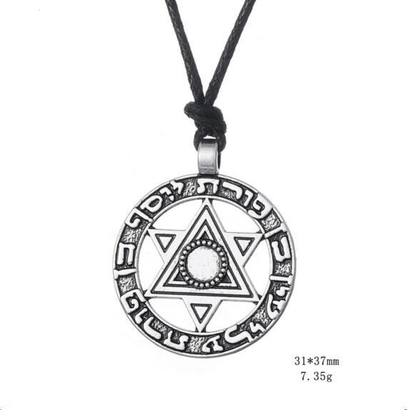 Norse Viking jewelry Star Of David Hexagram Pendant Judaism Power Of The King Amulet Necklace England Fashion Jewelry