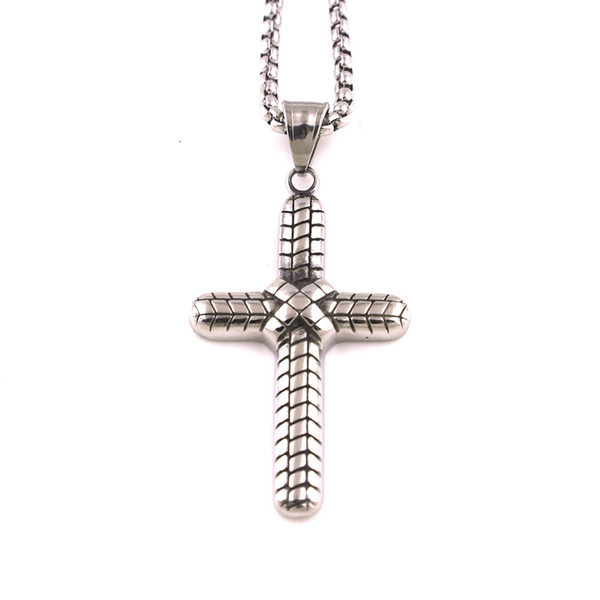 Retro Vintage Men Necklace New Fashion Jewelry Stainless Steel Cross Necklaces & Pendants Male Accessories Jewellery Gift