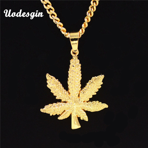 Uodesign Christmas Gift Hot Pendant Necklace Hiphop Leaf Maple Leaf Chain Hip Hop Jewelry men woman pendant necklaces