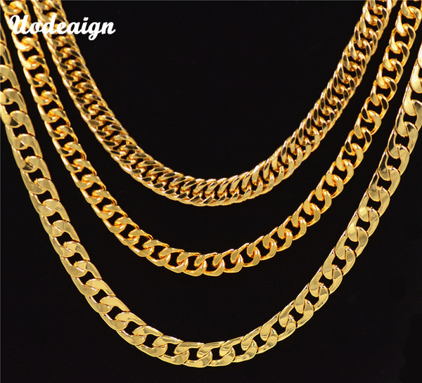 Uodesign Men's Thick Gold Chains Fashion Necklaces Male Gold ColorAlloy Mens Cuban Link Chain Necklace Jewellery for men