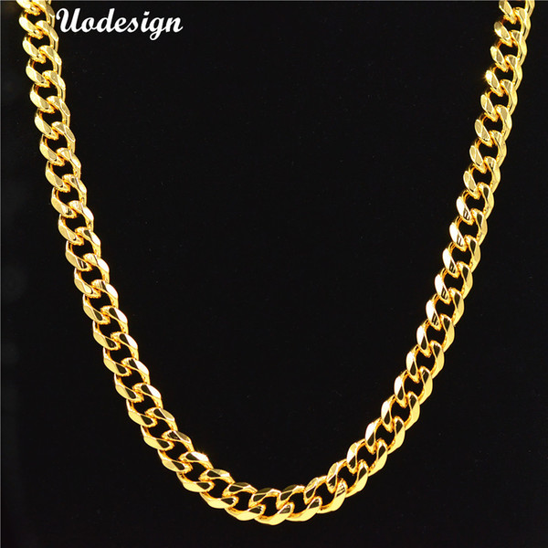 Men's Necklace Gold Filled Chain for Men Curb Cuban Link Hiphop Jewelry