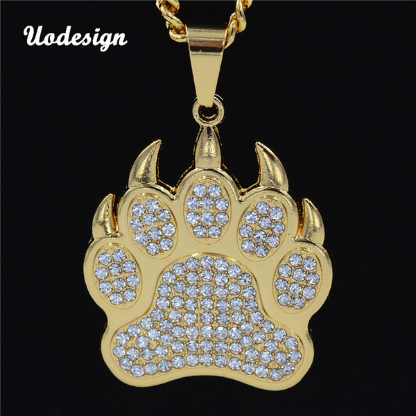 Bear Paw Footprint Necklace Necklaces & Pendants Animal Hiphop Jewelry Charms Men Women Gift