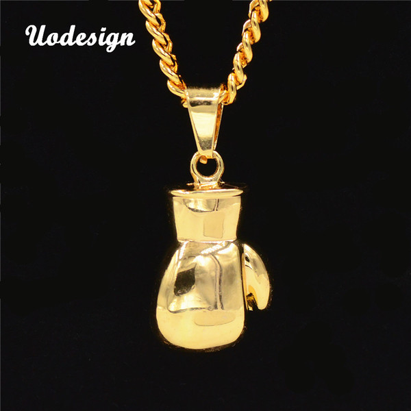 Uodesign Hip Hop Rock Jewelry Gifts Pendants Women Men Boxing gloves Necklaces Golden Charm Night bar Club Chains