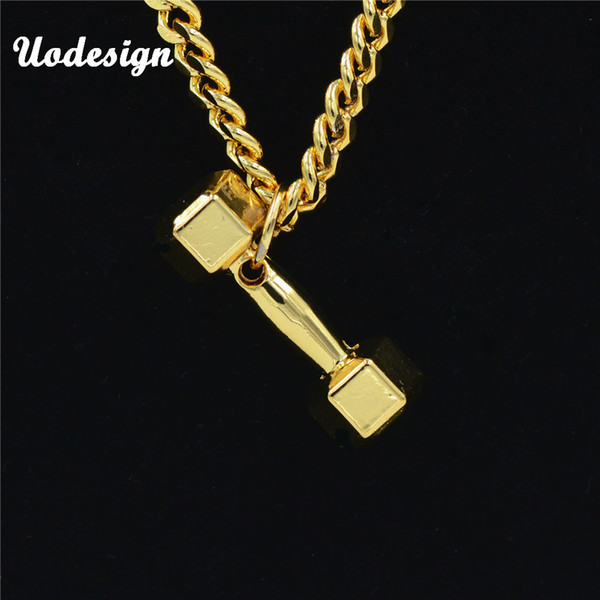 Uodesign Hip op Fashion Men jewellery Sports Heavy dumbbell pendant hip hop Necklace