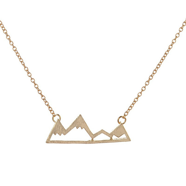 Fashionable mountain peaks necklaces geometric landscape character pendant necklaces electroplating silver plated necklaces gift for girls