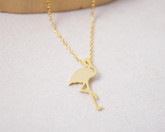 2018 listed on the new trend of the fashion of 18 k gold plated silver flamingos women necklace pendant necklace gift wholesale