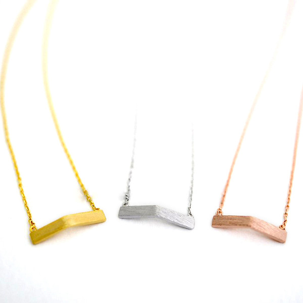 Fashion rectangle necklaces Charm of the bend rectangular pendant necklaces Surface draw long piece of pendant necklaces