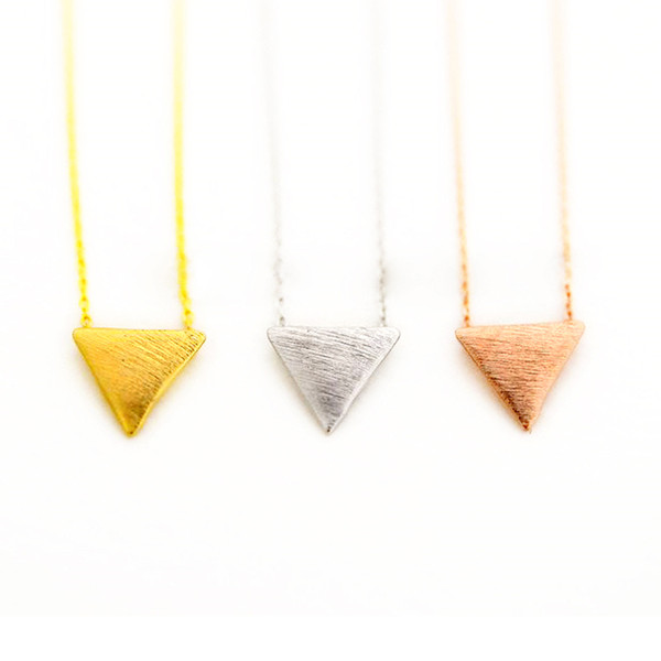 Fashion triangle pendant necklaces Personality on the surface of wire drawing triangular pendant necklaces for women