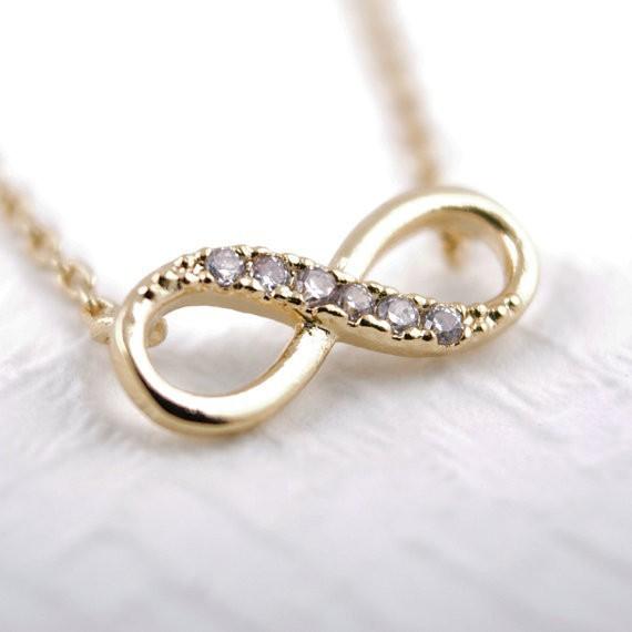 2018 Fashion Gold-color silver plated Tiny Infinity Necklace Pendant Necklace for women gift Free Shipping Wholesale