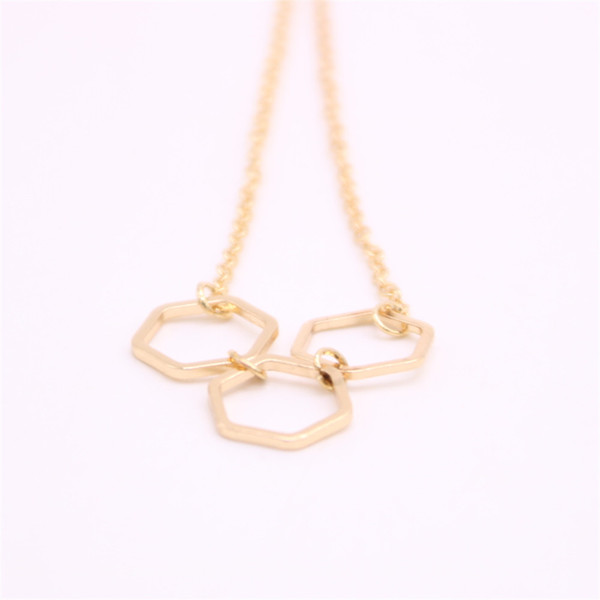 The latest elements Wholesale lgeometric shapes Pendant necklace regular hexagon plated necklace the best gift to women