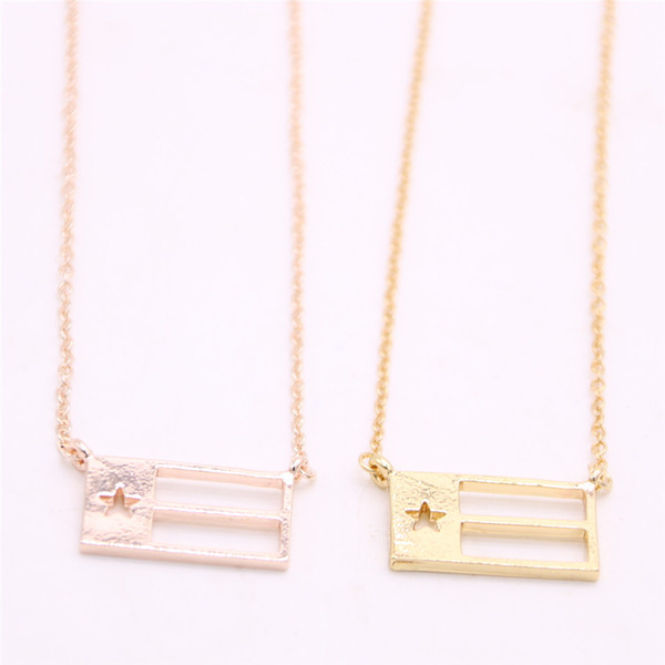 Hollow out flag Pendant necklace Rectangle with strip pendant necklace designed for women Retail and wholesale mix