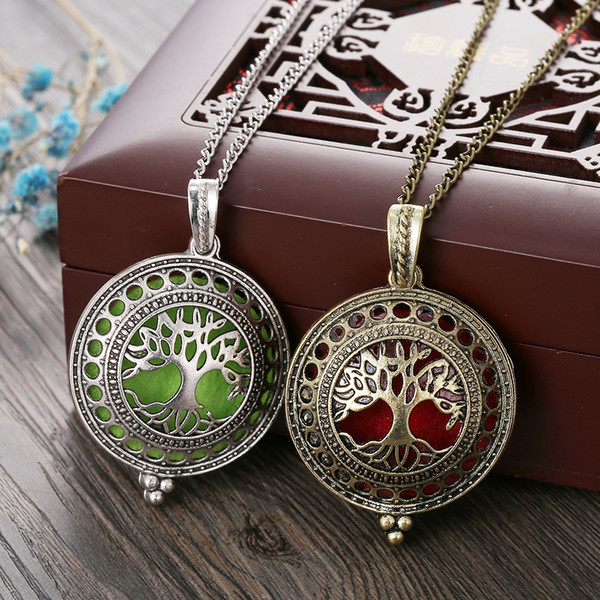 Tree of life Necklace Aromatherapy Jewelry 20 Designs Vintage Silver Bronze Essential Oil Diffuser Perfume open Locket Pendant Necklaces