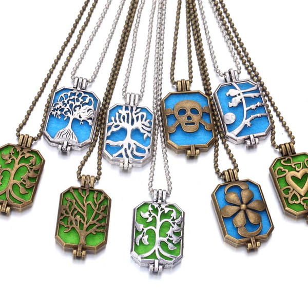 New Aromatherapy Tree of life Necklace Jewelry 20 Designs Vintage Silver Bronze Essential Oil Diffuser Perfume open Locket Pendant Necklaces