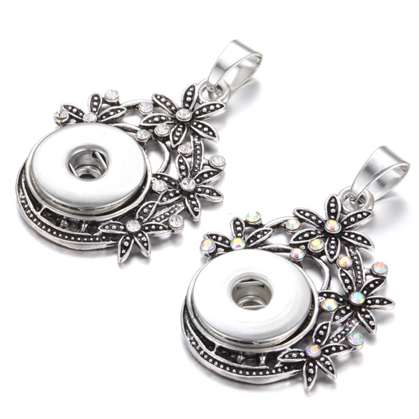 New Noosa Chunks Jewelry 18mm Snap Button Pendant Rhinestone Flower Snap Pendant Necklaces Without Chains for Women