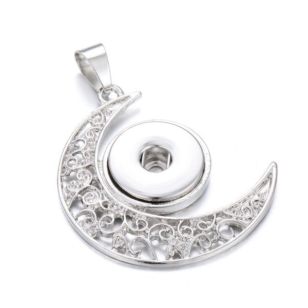 New Noosa Chunks Jewelry 18mm Snap Button Pendant Fashion Moon Pendant with Stainless Steel Necklaces Without Chains for Women