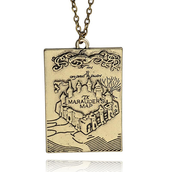 Potter Hogwarts School MARAUDER`S MAP pendant necklaces ancient silver bronze tag pendants for women Harry fashion punk jewelry 160929