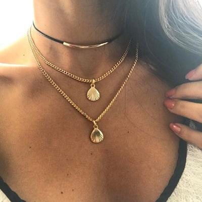 Boho Shell Necklace Shell Multilayer Necklaces Wrap Choker Necklace Chains Designer Necklace Beach Jewelry for Women Will and Sandy 38015