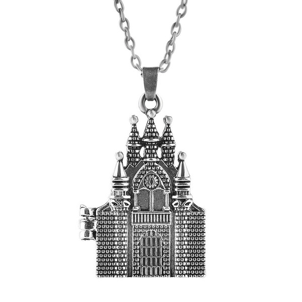 Harry Hogwarts Castle Necklace Ancient Silver Openable Castle Locket Necklace Pendants Potter Fashion Jewelry Gift Will and Sandy Drop Ship