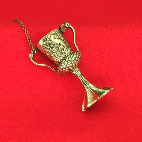 Harry Lord Voldemort Horcrux Hufflepuff Cup Necklace Antique Bronze Cup Pendants Potter Fashion Jewelry Gift Drop Shipping