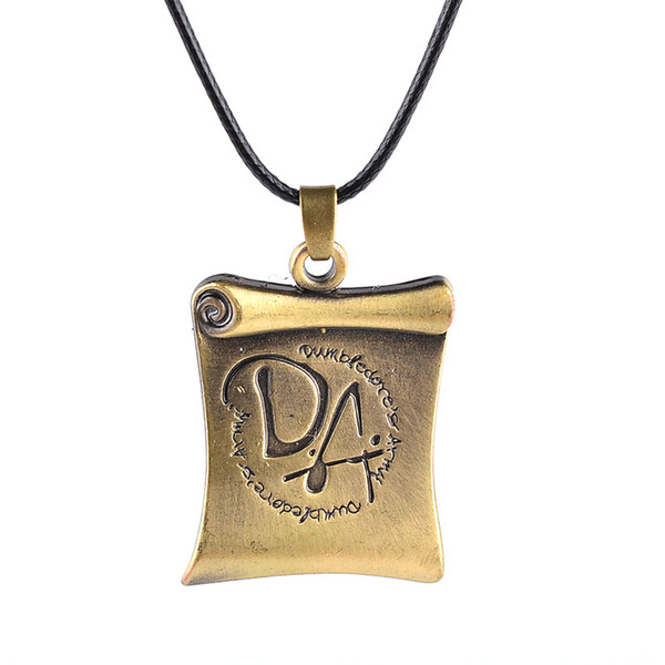 Harry DA Book scroll Necklace Ancient Bronze Dumbledore Necklace Pendants Potter Fans Fashion Jewelry Will and Sandy Drop Shipping