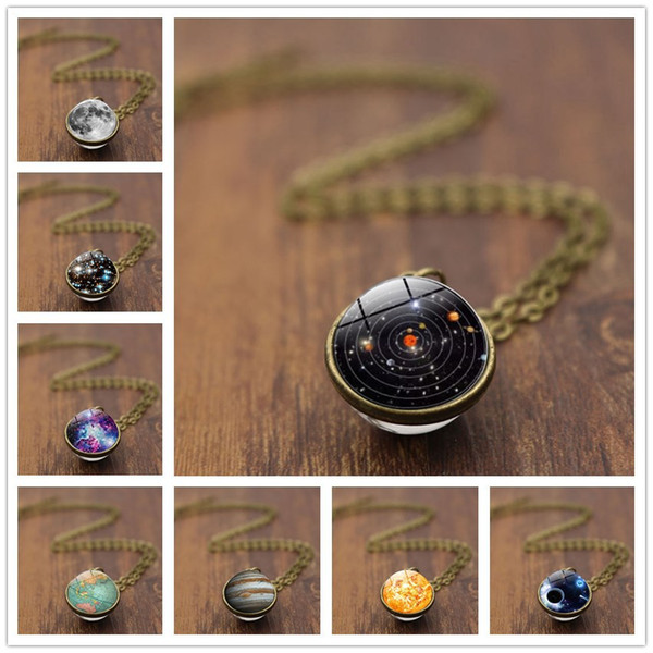 Starry Sky Necklace Women Pendant Necklaces Fashion Jewelry 2019 New Universe Necklace Star Earth Planet Moon Saturn Pendants drop ship