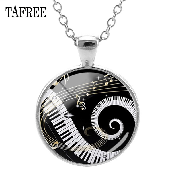 TAFREE Golden Musical Note And Piano Keys Pendants Necklace New Creative Statement Necklaces Music Fans Men Women Jewelry KB47