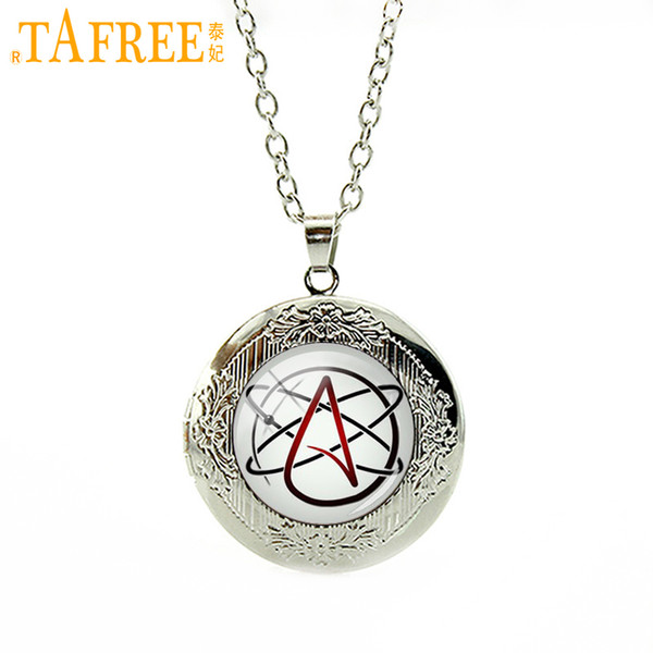 TAFREE Atheist symbol Movement locket necklace Alphabet Letters Atheism logo gifts Jewelry initials T523