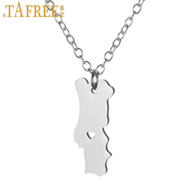 TAFREE 2018 fashion Portugal National Map stainless steel pendant necklace men women Portuguese choker party jewelry gifts SKU23