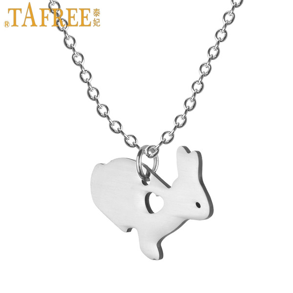 TAFREE 2017 little bunny statement necklace lovely rabbit stainless steel animal pendant women kids jewlery Easter gifts SKU14