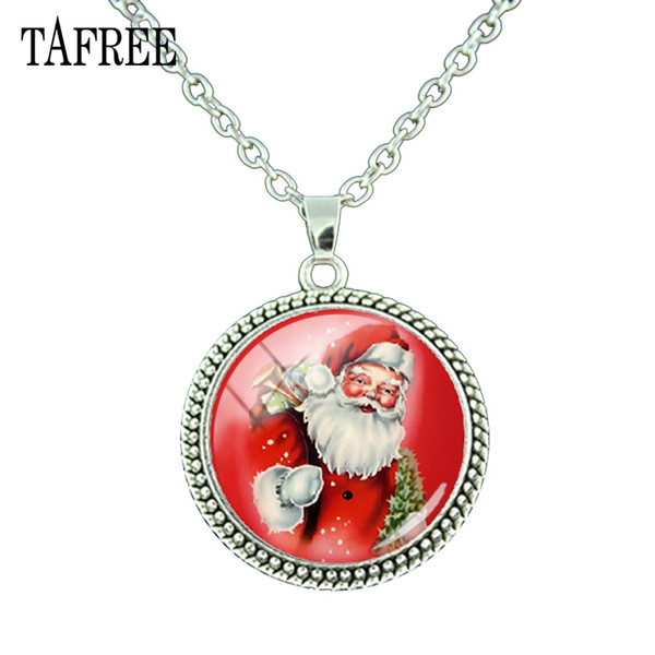 TAFREE Winter Christmas Pendant Necklace Santa Claus picture Child new year gift Clothing accessories Jewelry J224