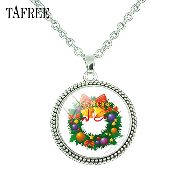 TAFREE Simple Fashion Christmas Pendant Necklace Santa Claus picture Child new year gift accessories Jewelry J636