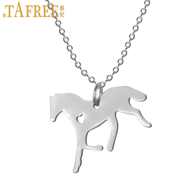 TAFREE lover horse statement necklace high quality stainless steel horse pendant chain necklaces men women animal jewelry SKU10