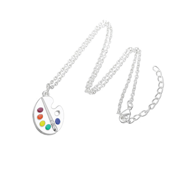 lemegeton Artist Paint Palette and Paint Brush Pendants Necklace Best Gift for Painter Fashion Jewelry Personalized Accessories