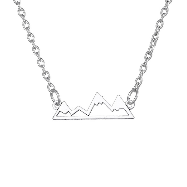 lemegeton Fishhook Wholesale Retail Vintage Women Jewelry Mountain Skyline Pendant Necklace Jewelry for Hiker and Traveler