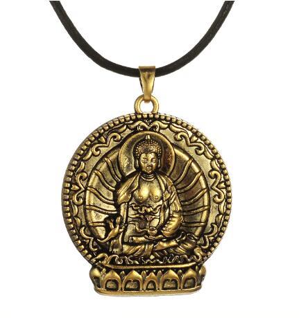 Lemegeton Wholesale Antique Bronze Buddha Pendant Buddhist Meditation Necklace Hinduism Zazen Jewelry for Men Women Free Shipping