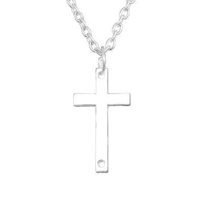 lemegeton Fishhook Silver and Gold Cross Zinc Alloy Metal Pendant Necklace Jesus Men Women Religious Jewelry