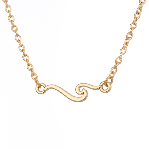 lemegeton Fishhook Wholesale Retail Women Handmade Accessories Wave Shape Silver Plated Gold Plated Pendant Chain Necklace