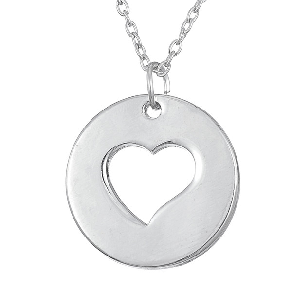 lemegeton dropshipping high polished round disc and heart shaped couple jewelry for women and girl necklace as Valentine's Day Gift