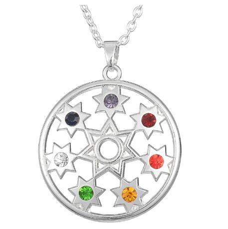 lemegeton 7 Colors Chakra Stones Yoga Sign OM Charm Reiki Chakra Flower of Life Pendant Necklace Gift Energy Jewelry